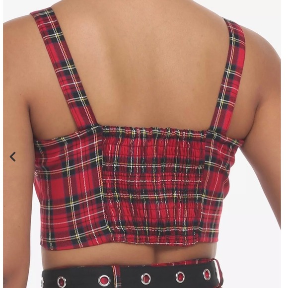 Social Collision Hot Topic plaid gothic crop tank buckle grunge punk Christmas L - Picture 3 of 8